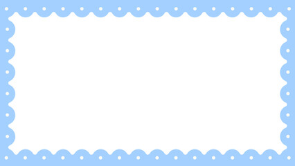 ポップでかわいい　もこもこフレーム　水色