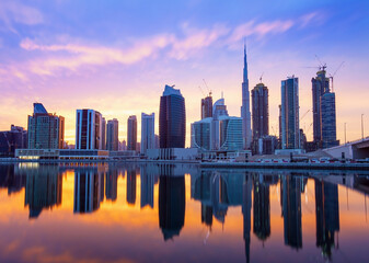 Fototapeta premium Panorama of modern center of Dubai,Dubai,United Arab Emirates