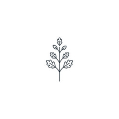 Obraz premium Minimalist Oak Leaf Branch Line Art Illustration.