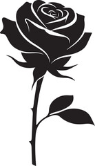 Obraz premium Black rose icon vector, silhouette flower illustration
