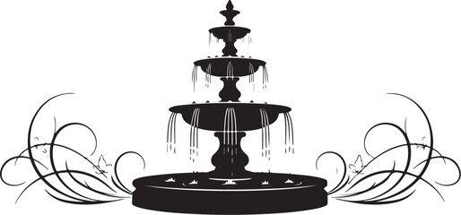 Obraz premium Black fountain icon vector with decorative design elements