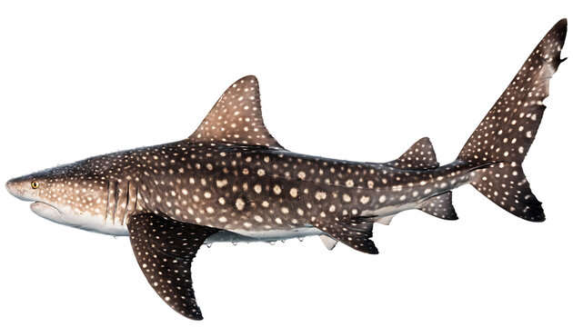 Leopard shark swimming marine animal with spotted pattern cut out on PNG background. AI generated.