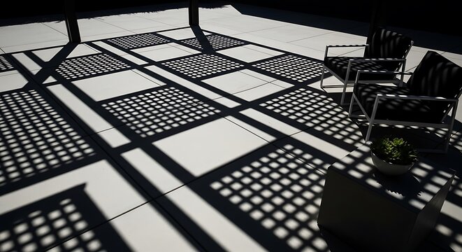 Patio with Geometric Shadows
