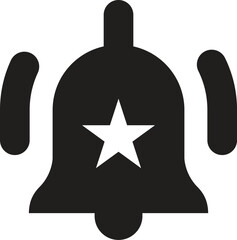 Obraz premium A minimalist black bell icon featuring a white star symbol in the center for interface notification
