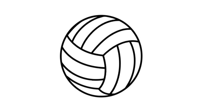 Black and white volleyball with classic leather pattern design isolated on transparent background, Vector