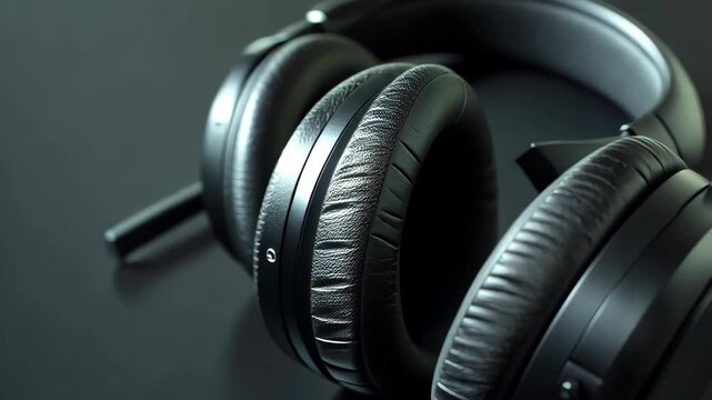 Studio Headphones on Dark Background Capture High Fidelity Audio Experience