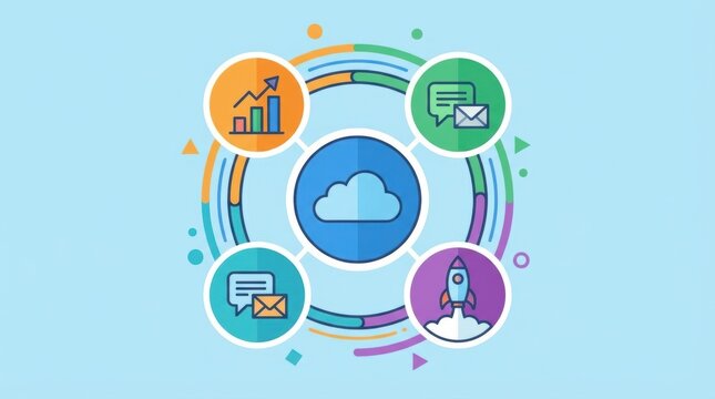 modern graphic illustration of cloud computing and communication technology