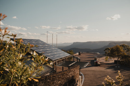Rooftop solar panels at Echo Point Visitor Information Centre Blue Mountains