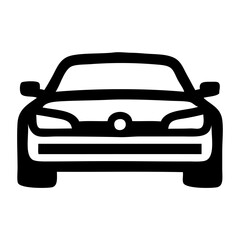 Icono auto. Logo concesionario de coches. Dibujo sencillo con líneas de la vista frontal de un vehículo © teracreonte