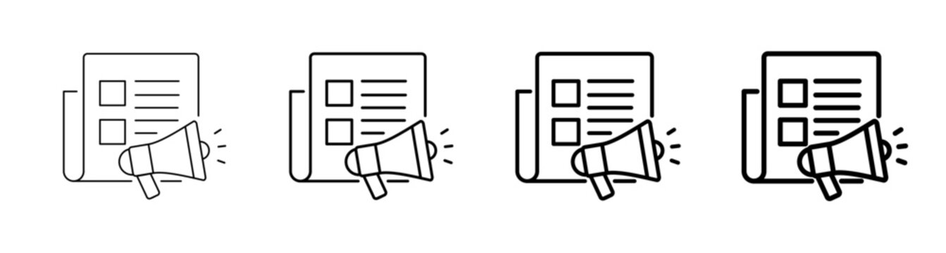 Press Release and Media Announcement Icon Line art Vector illustration editable