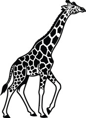 Naklejka premium A black and white illustration of a giraffe standing