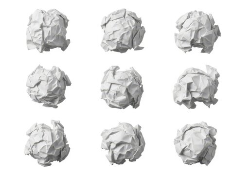 A collection of crumpled white paper balls
