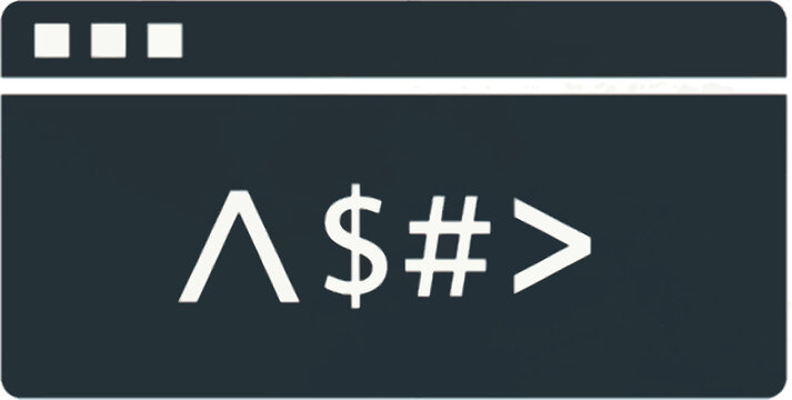 A black browser window icon with a code symbol on isolated white background for coding or programming concept