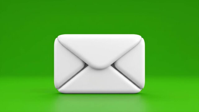 A clean, white envelope sits against a vibrant green backdrop, conveying a sense of readiness and new opportunities perfect for marketing or website u