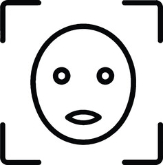 Obraz premium A simple line drawing of a face with a neutral expression inside a square outline on a white background