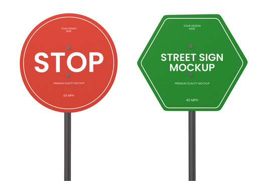 Circular Street Sign Mockup Template