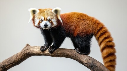 Fototapeta premium Red Panda Standing on a Tree Branch