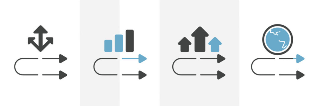 Business strategy arrow icons &ndash; Perfect for roadmaps, advisory services, or corporate growth planning.