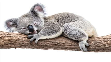 Naklejka premium Sleepy Koala Resting Peacefully on a Tree Branch