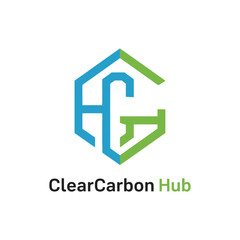 Obraz premium Hexagonal line art monogram featuring stylized letters C and H for carbon credit trading and clean energy technology logo ClearCarbon Hub