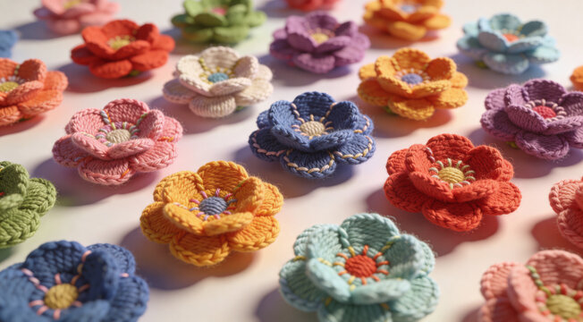 knitted flowers