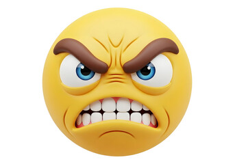 Angry Face Emoji 3D Expression Isolated Transparent PNG