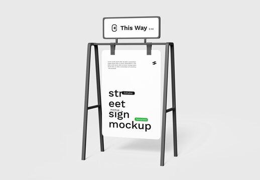 Hanging Outdoor Street Sign Mockup