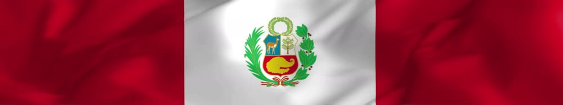 Peruvian National Flag with Official Coat of Arms | Smooth Animation | Loop