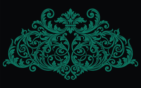 Elegant vintage heraldic ornament with decorative floral scroll elements. Classic baroque style vector design isolated on white background, perfect for luxury branding, certificates, i
