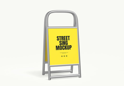 Metal Street Stand Sign Board Mockup