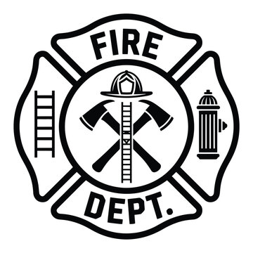 Fire Department Vector Illustration with Firefighter Symbols