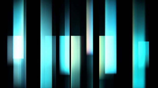 Abstract vertical light bars glowing in cyan and white on a dark background, creating a futuristic digital pattern with sleek motion, modern energy, and luminous geometric depth.