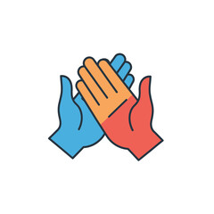 Obraz premium Colorful Hands Touching Supporting Each Other vector illustration