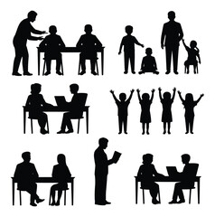 Fototapeta premium Silhouette People Vector Illustration of Various Scenes