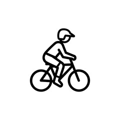 Naklejka premium Minimalist Icon of Cyclist Riding a Bicycle vector illustration