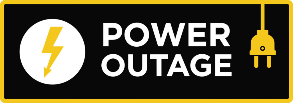 Power outage warning sign with lightning bolt and electric plug icon vector illustration for electricity failure alert