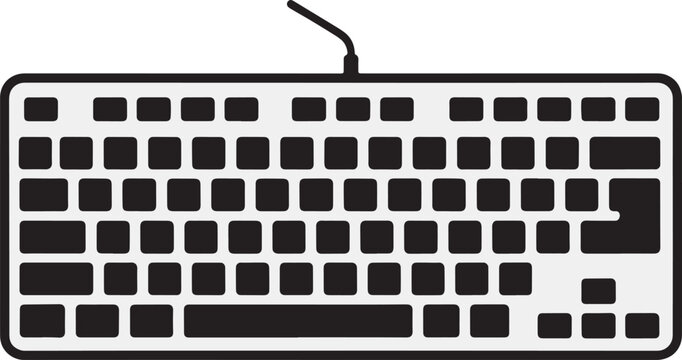 Vector illustration of a computer keyboard in a simple line style