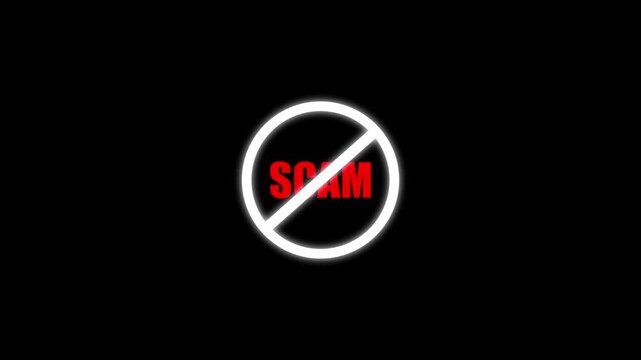 No Scam Symbol Red Text Over Black Background Minimalist Conceptual scam warning minimalist conceptual fraud alert