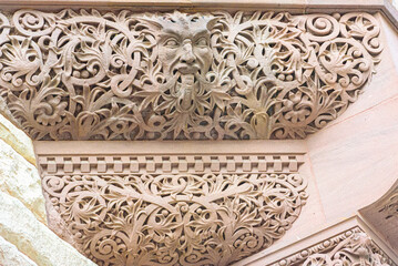Architectural detail of the Old City Hall building, a heritage colonial landmark in Toronto, Canada