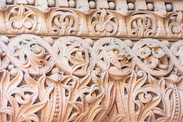 Naklejka premium Architectural detail of the Old City Hall building, a heritage colonial landmark in Toronto, Canada