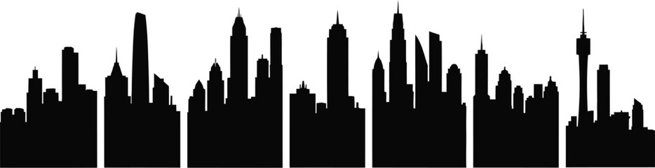 Obraz premium Collection of six commercial passenger airplane silh