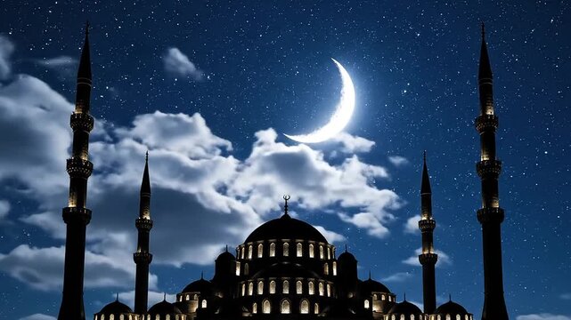 Eid al Adha moon night sky islamic spirituality festival peaceful celestial symbol