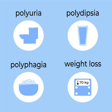 Diabetes mellitus symptomps and clinical signs infographic. Vector illustration.
