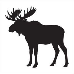 Fototapeta premium Silhouette of a moose against a white background. 