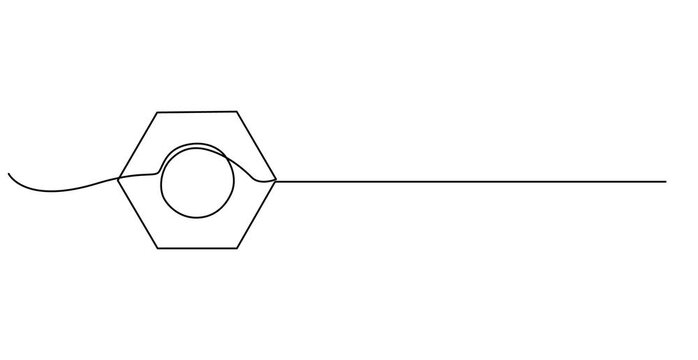 Animated self drawing of Abstract threaded nut on white background, continuous single one line art hand drawing sketch logo,animation, video, animated
