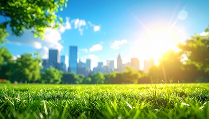 Fototapeta premium オフィスビル街の背景画像 初夏のイメージ