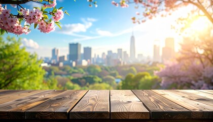 Fototapeta premium 都会のオフィスビル街の背景画像 春の温かいイメージ