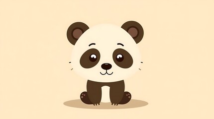 Fototapeta premium Cute panda bear cartoon illustration on beige background for design