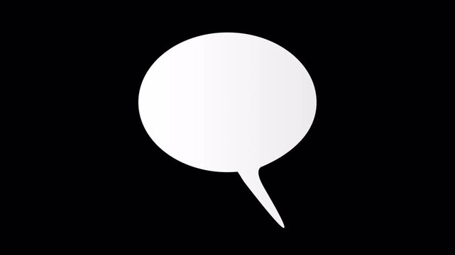 Dynamic white thought bubble animation isolated with alpha channel on black background. Perfect comic style element for subtitles, ideas, messages, and creative motion graphic compositions.
