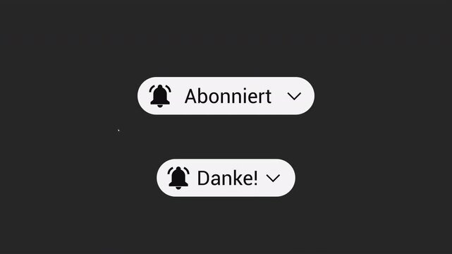 German Language Subscribe Button Bundle - Red to Subscribed and Thank You - Alpha Channel 4K. Includes two red subscribe buttons with German interface text.